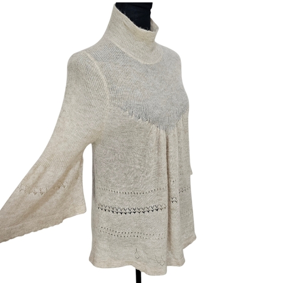 Anthropologie Feather Bone Merino Wool Alpaca Blend Pointelle Sweater Sz Small - Picture 8 of 15